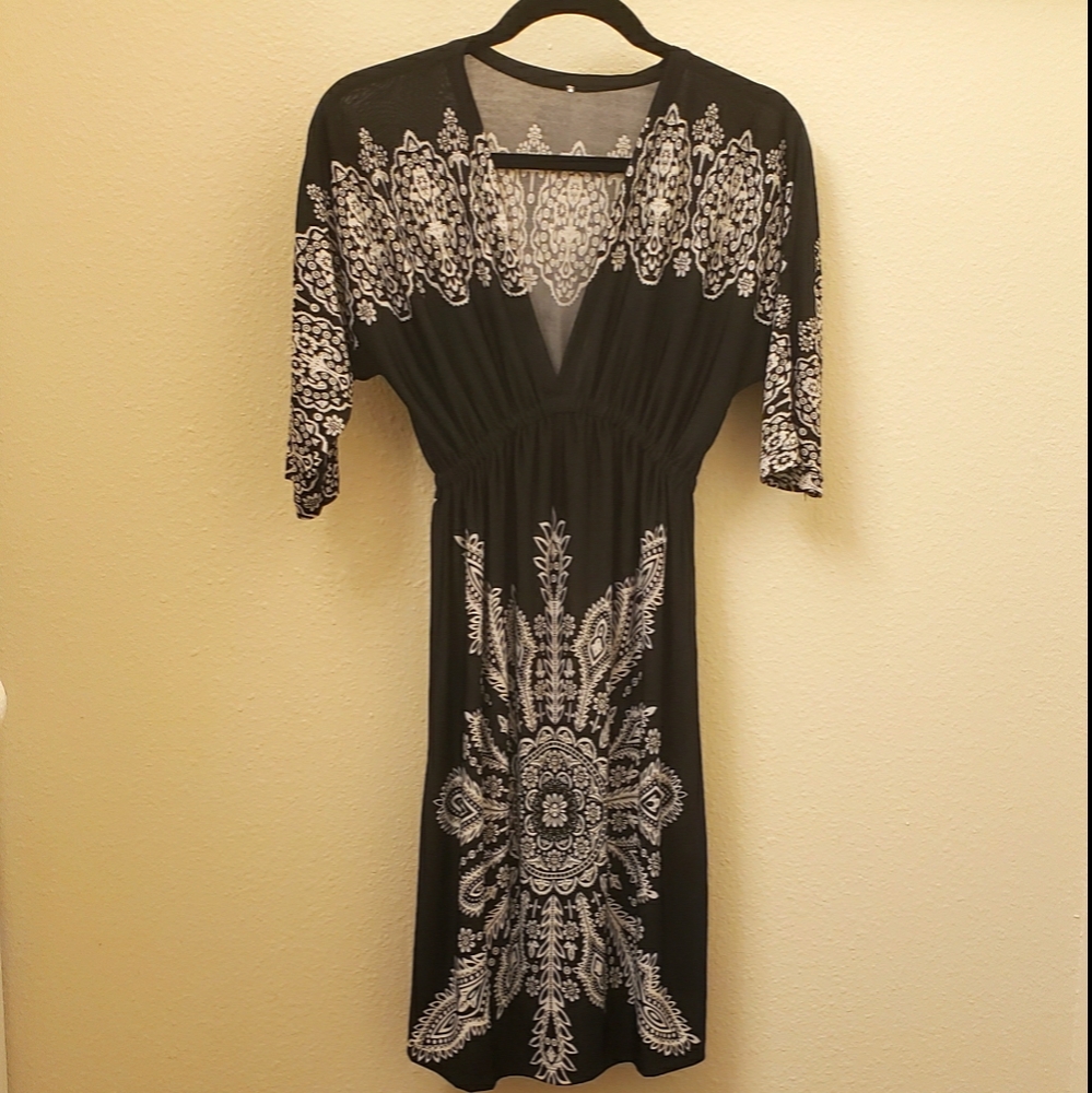 Knee Length Black Boho Dress